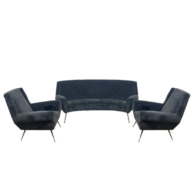 Vintage Sofa & Armchairs attributed to Gigi Radice, Set of 3 For Sale