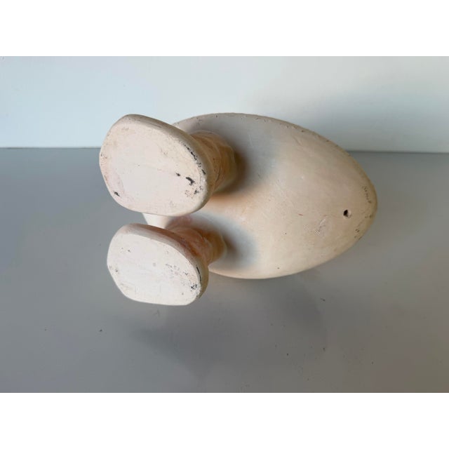Vintage Handcrafted Ceramic Duck Sculpture in Soft Pink & Cream For Sale - Image 12 of 12