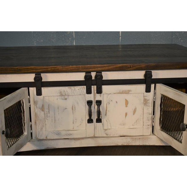 Crafters and Weavers Greenview Sliding Door Coffee Table - Distressed White For Sale - Image 4 of 5