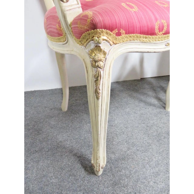 Early 20th Century Vintage Louis XV Style Cream & Gold Chairs- a Pair For Sale - Image 5 of 6