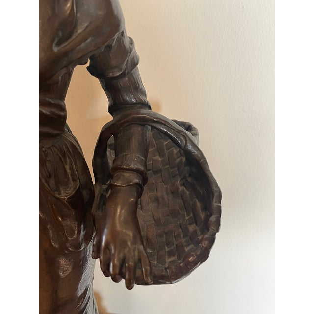 19th C. Ernest Guilbert Bronze "Paysanne Au Panier" Siot-Decauville 28" For Sale - Image 11 of 11