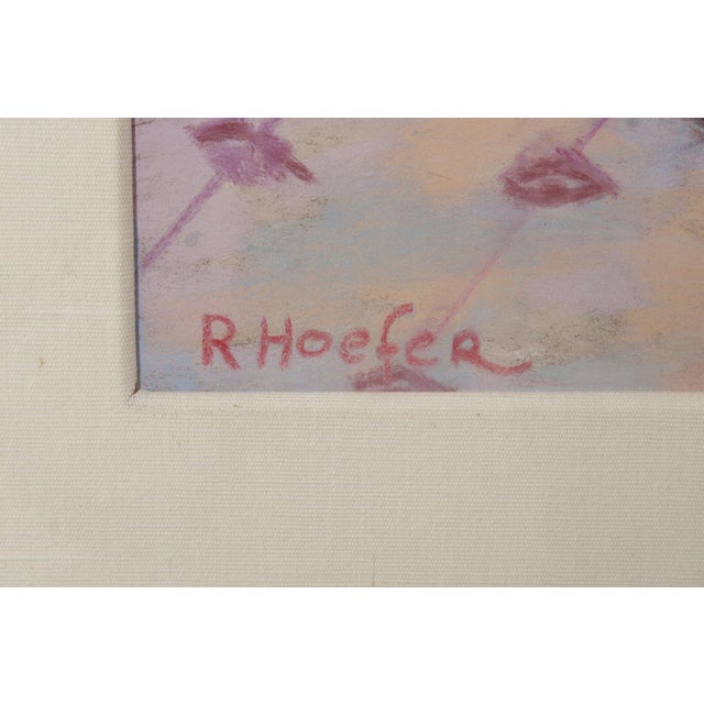 R. Hoefer Oil Pastel Painting, Spanish Courtyard For Sale - Image 12 of 18