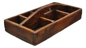 Antique French Country Provincial Wooden Storage Caddy Tool Box Desk Organizer
