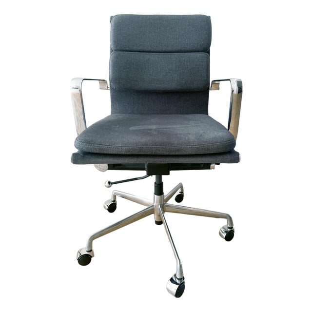 Dark Gray Padded Fabric Modern Office Chair For Sale