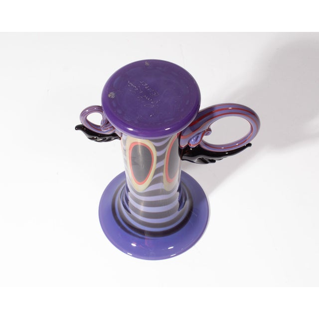 Robert Levin 1985 Art Glass Vase For Sale - Image 4 of 6