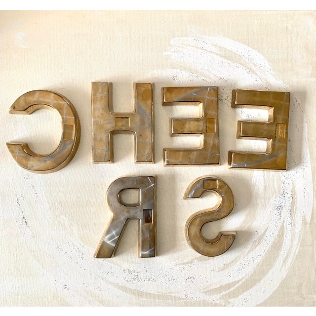 Vintage Cheers Gilt Ceramic Letter Shaped Condiment Serving Dishes Set Of 6 Chairish