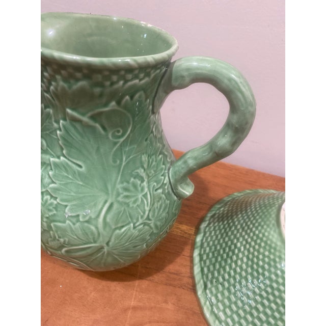 Mid-Century Ceramic Pitcher & Bowl Set in the Style Bordallo- 2 Pieces For Sale - Image 10 of 11