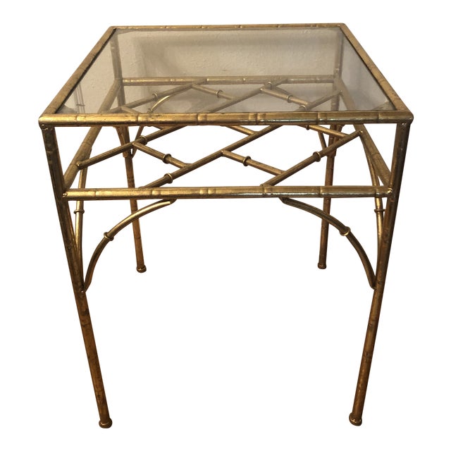 1970s Regency Faux Bamboo Gold Gilt End Table Chairish