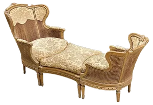 Set with 2 Armchairs 1 Footstool with Chaise Longue in Vienna Straw, France, 1800s, Set of 3