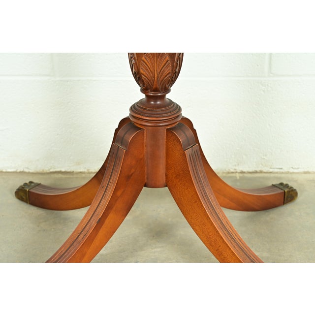 Imperial Furniture Georgian Mahogany Pedestal Floral Painted Side Table or Tea Table, Circa 1940s For Sale - Image 9 of 12