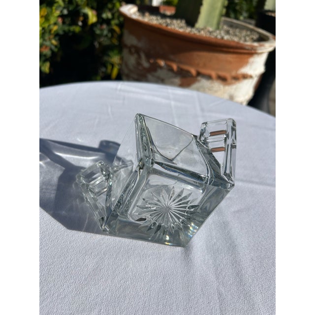 Transparent Vintage Cut Crystal Cream & Sugar Set For Sale - Image 8 of 16