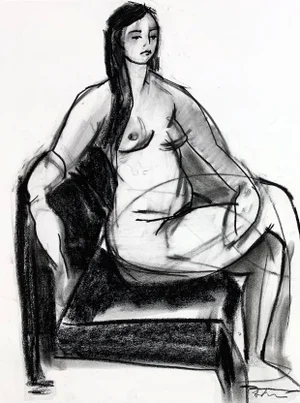 Portrait Study II 24 X 18 Charcoal Drawing