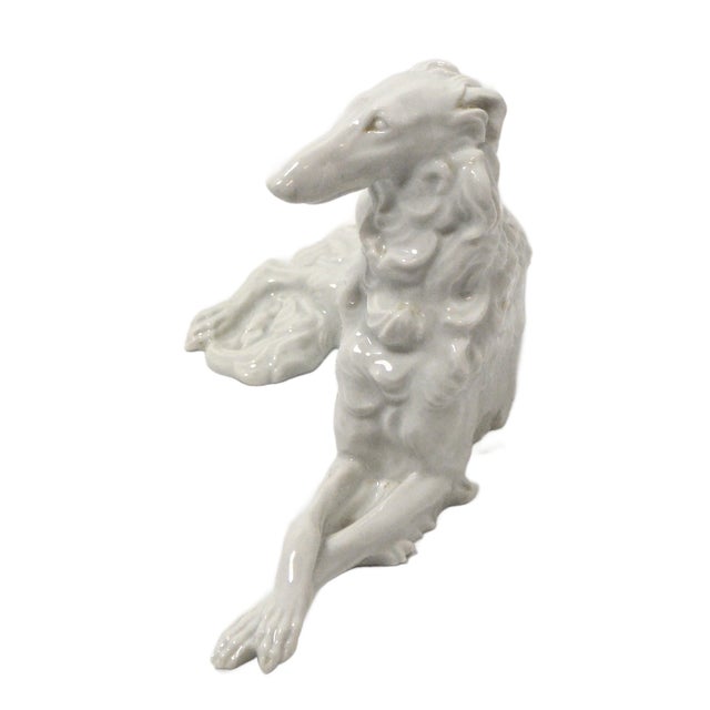 Giant Augarten Wien Porcelain Borzoi Model 1713/Iii – Largest 11" Version – Handmade Vienna "White Gold" Sculpture For Sale - Image 4 of 8