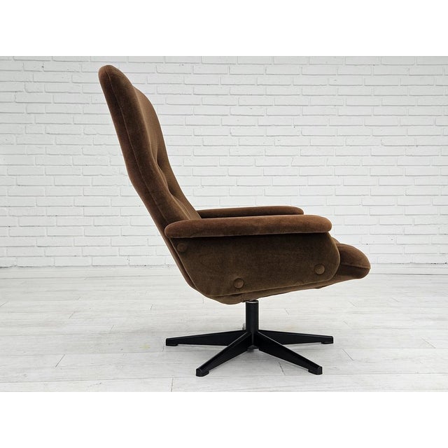 Vintage Scandinavian Swivel Chair in Velour, 1960s For Sale - Image 13 of 18