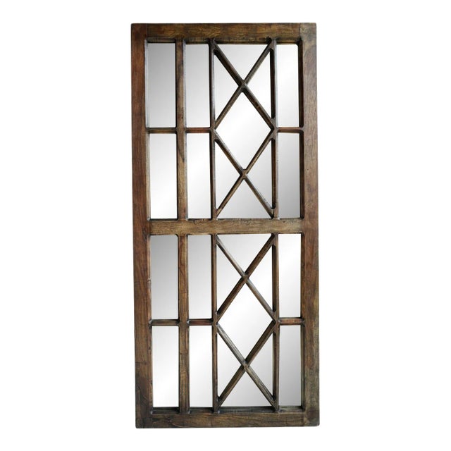 Vintage Wood Window Mirror For Sale