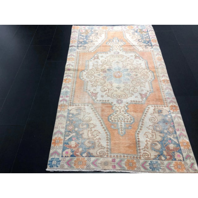 Boho Chic Vintage Boho Turkish Handmade Faded Orange Rug For Sale - Image 3 of 11