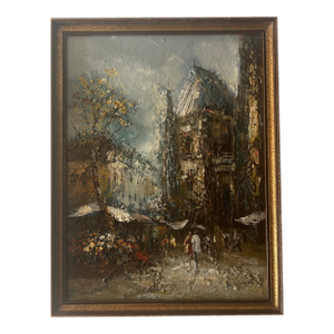 20th Century European School Impressionist Parisian Street Impasto Oil on Canvas Framed Signed