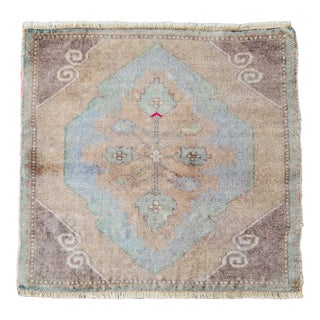 1970s Square Faded Turkish Rug 2'4'' X 2'6'' For Sale