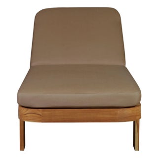 Eclipse Outdoor Solid Teak Wood Sun Lounger - Light Brown Fabric For Sale
