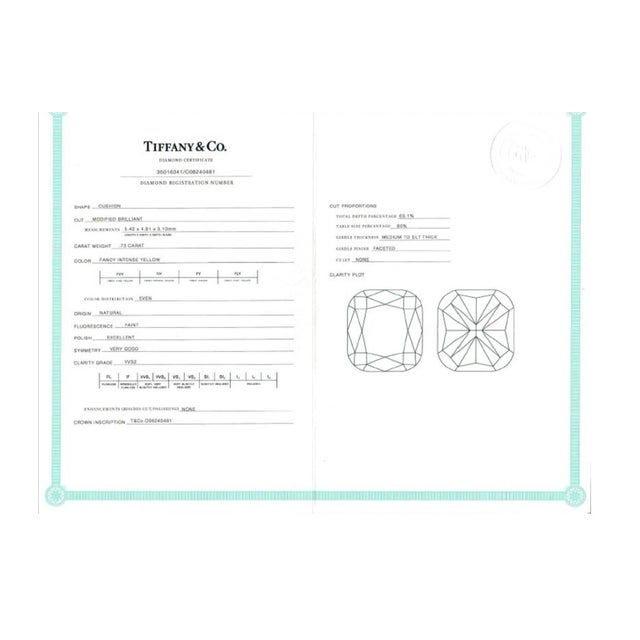 Tiffany and Co. Tiffany & Co. Soleste Fancy Intense Yellow Diamond Earrings in Platinum & 18k, Pair For Sale - Image 4 of 7