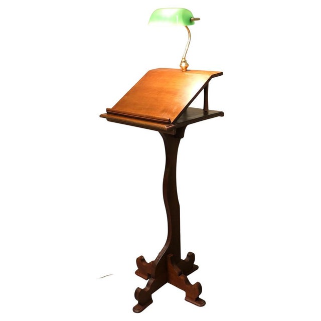 Green Arts and Crafts Restaurant Reception Station Greeter with Light For Sale - Image 8 of 8