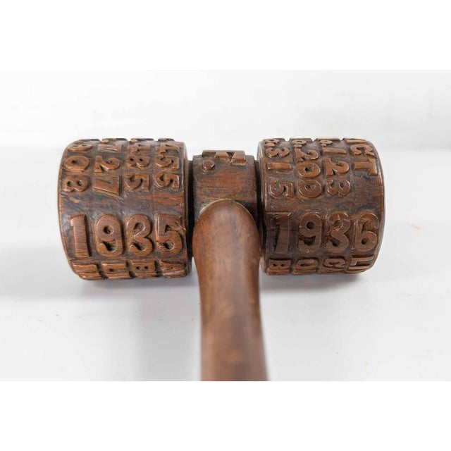 Brown 1930's Folk Art Carved Walnut Masonic Oddfellows Gavel, New York For Sale - Image 8 of 12