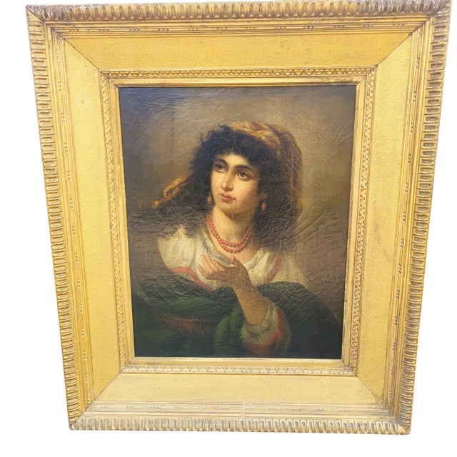 Vincenzo Caprile, Portrait of a Neapolitan Couple, 1800s, Paint, Framed, Set of 2 For Sale - Image 18 of 18