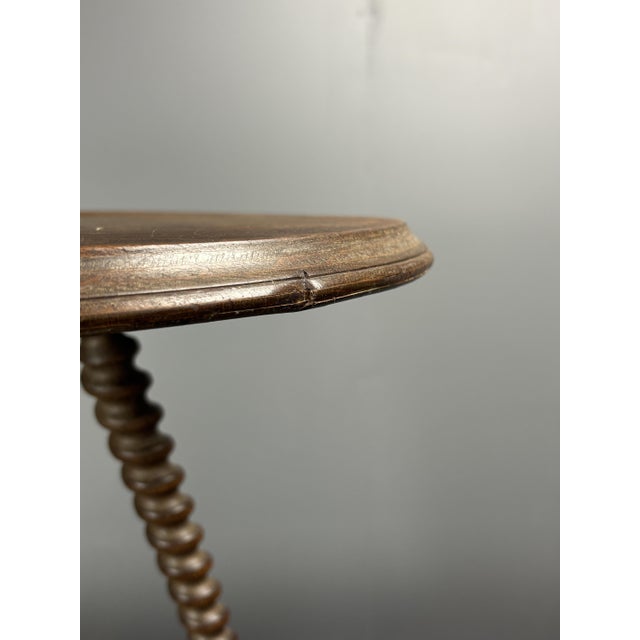 Brown Mid-Century Modern French Wood Turned Barley Twist Side Table with Cork Screw Legs, 1950s For Sale - Image 8 of 18