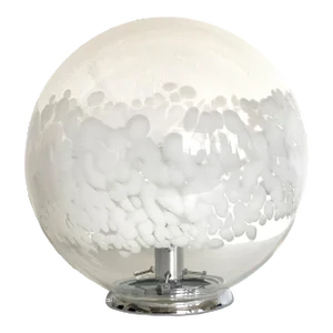 Contemporary Scenographic Murano White Murano Glass Table Lamp in 70's Style