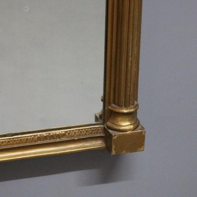 Brown Antique Giltwood Eglomise Wall Mirror, Reverse Painted Countryside Church, C1 For Sale - Image 8 of 10