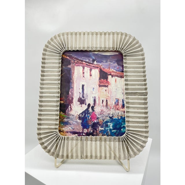 Vintage White Pleated Metal Photo Frame by Mathieu Matégot for Atelier Matégot, France, 1950 For Sale - Image 11 of 12