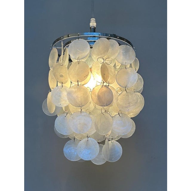 Early 21st Century Vintage Capiz Pendant Lamp in Chrome, 2019 For Sale - Image 5 of 5
