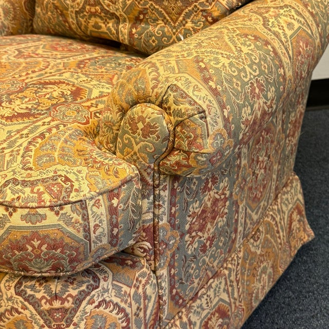 Textile Vintage Jessica Charles Upholstered Swivel Chairs - A Pair For Sale - Image 7 of 12
