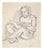 Mino Maccari, Reclined Male Nude, Drawing, 1932 For Sale