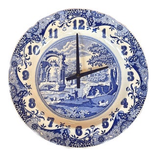 Spode Italian Porcelain Plate Wall Clock, Vintage For Sale