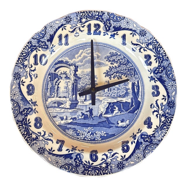 Spode Italian Porcelain Plate Wall Clock, Vintage For Sale