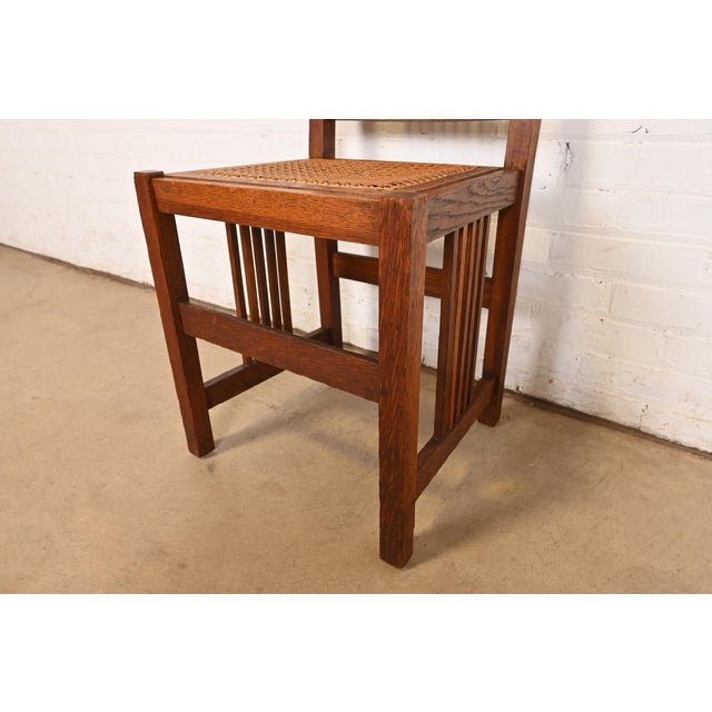 Brown Gustav Stickley Antique Mission Oak Arts & Crafts Spindle Side Chair or Dining Chair, Circa 1900 For Sale - Image 8 of 11