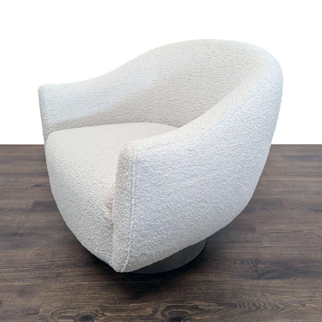 Modern Interlude Home Simone Swivel Chair in Haze Faux Shearling For Sale - Image 3 of 7