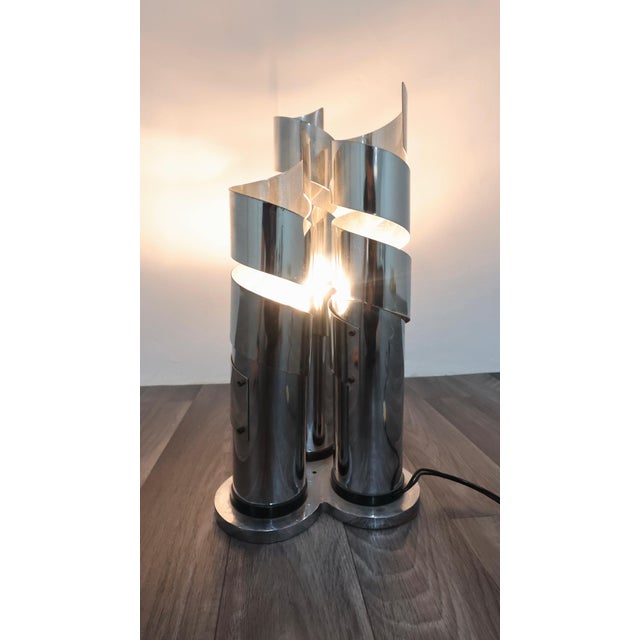 Chromed Steel Spiral Table Lamp attributed to Max Sauze, 1970s For Sale - Image 10 of 14