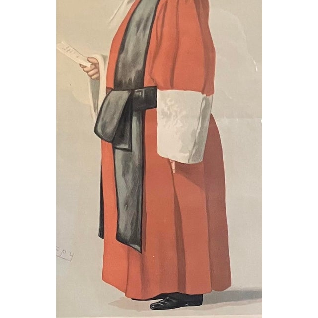 Late 19th Century C-1896 British Caricature Vanity Fair Chromolithograph of Mr Justice Grantham Red Robe Judge. .Framed For Sale - Image 5 of 6