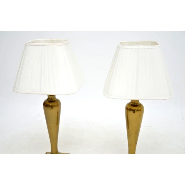 Mid-Century Modern Vintage Brass Table Lamps, 1970s, Set of 2 For Sale - Image 3 of 9
