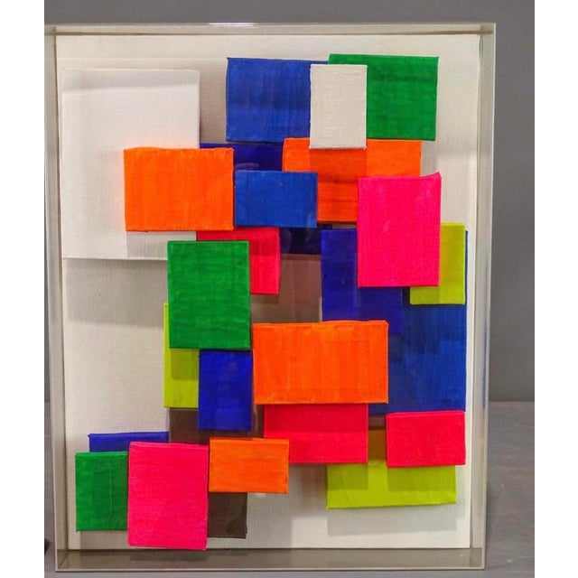 1970s Geometric Colorful Modernist Shadow Box Multidimensional Collage ...