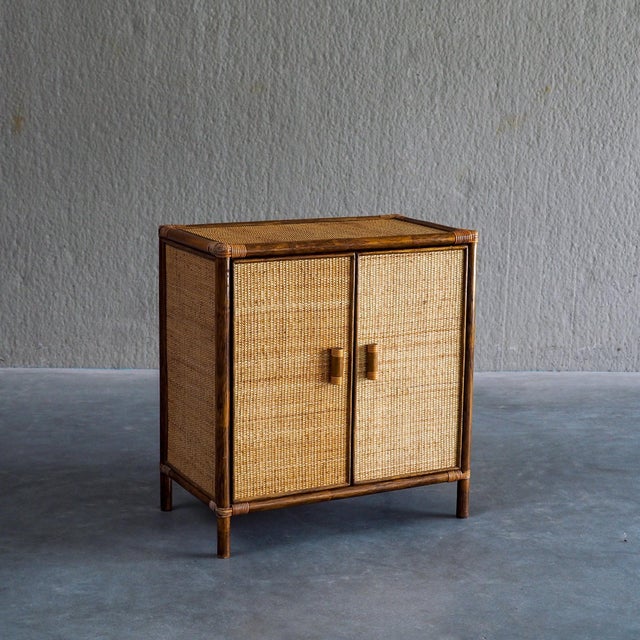 Vintage Rattan and Woven Cane Cabinet, 1970s For Sale - Image 9 of 15