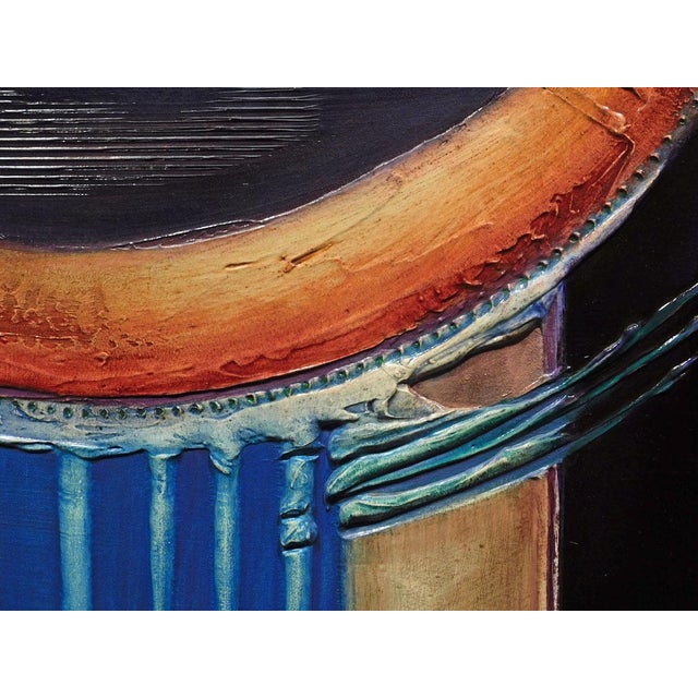 1980s Enrico Embroli "Architectore Series" Original Painting on Canvas Hand Signed For Sale - Image 5 of 7