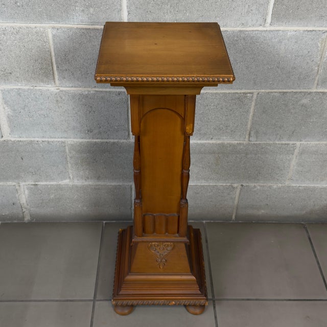Renaissance Style Carved Wood Pedestal, 20th Century For Sale - Image 4 of 12