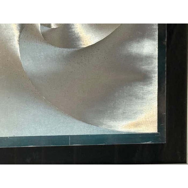 1980s Monochromatic Spiral Reflecting Aluminium Square Artwork For Sale - Image 5 of 8
