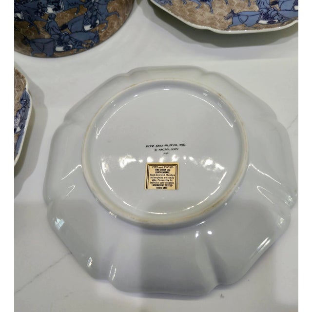 1975 Fitz and Floyd Samurai Horsemen Ice Bucket & 4 Dessert Plates, 5-Piece Set For Sale - Image 9 of 10