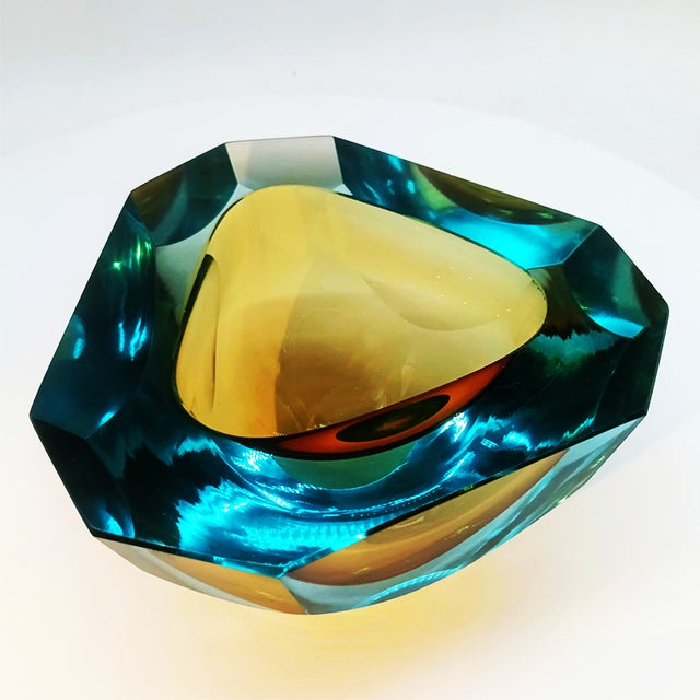 Vintage Italian Multifaceted Geode Ashtray in Murano Glass by Flavio Poli for Seguso, 1960s For Sale - Image 6 of 9
