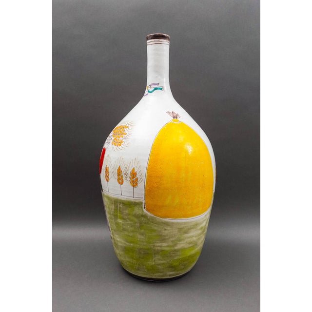 Giovanni Desimone Italy Signed Large Vintage Hand Painted Art Pottery Vase. Measures approximately 10 1/4" diameter, 22...