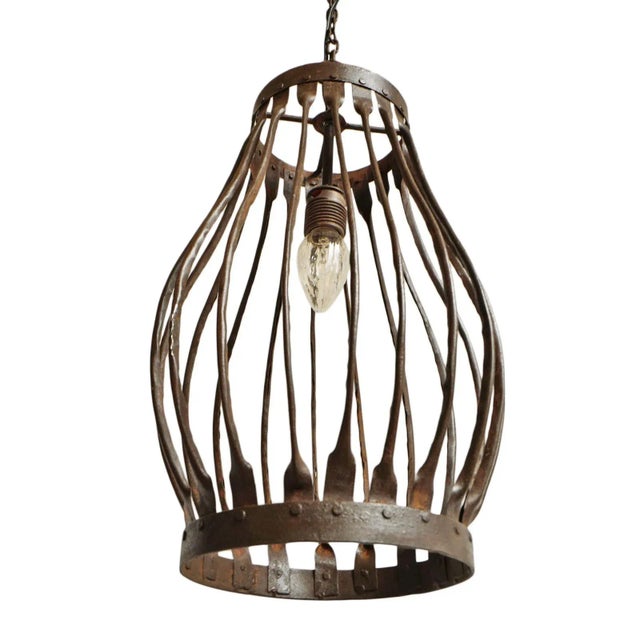 Vintage Industrial Iron Farm Pendant Light For Sale - Image 4 of 6